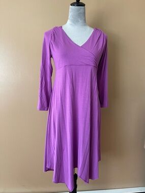 Athleta Purple Hooded V-Neck Long Sleeve Wrap Dress size large